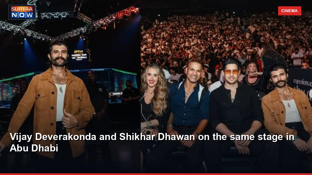 Vijay Deverakonda and Shikhar Dhawan on the same stage in Abu Dhabi