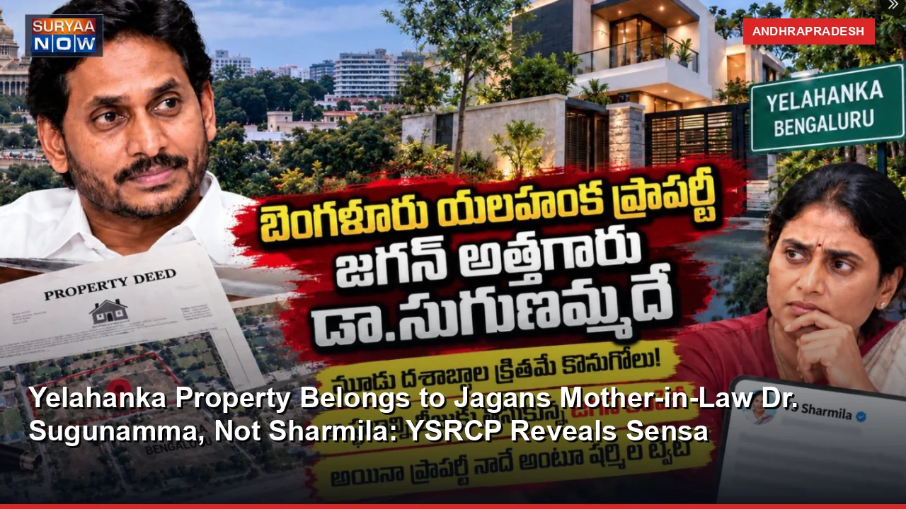 Yelahanka Property Belongs to Jagan’s Mother-in-Law Dr. Sugunamma, Not Sharmila: YSRCP Reveals Sensa