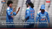 Sri Charani, the Telugu girl, exploded with amazing bowling.. The Zimbabwean team was shaken!