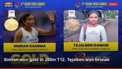 Simran won gold in 200m T12, Tejalben won bronze