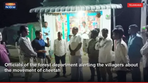 Officials of the forest department alerting the villagers about the movement of cheetah