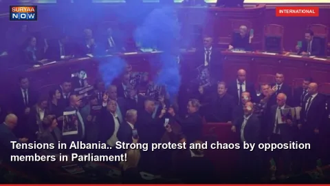 Tensions in Albania.. Strong protest and chaos by opposition members in Parliament!