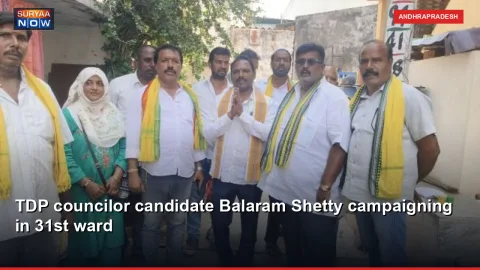 TDP councilor candidate Balaram Shetty campaigning in 31st ward